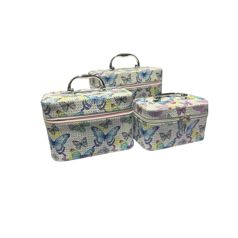 Butterfly Nesting Travel Luggage Storage Boxes With Handles Zipper Toiletries